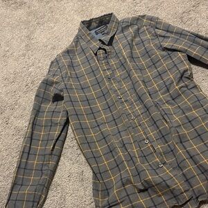 Banana Republic Gray and Yellow Plaid Shirt